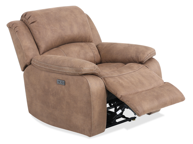 Marcel 39” Fabric Power Reclining Chair with USB Port – Warm Brown