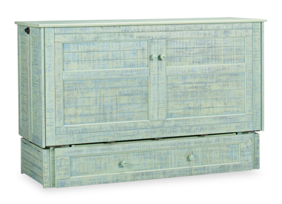 Parker Cabinet Bed with Pocket Coil Memory Foam Mattress, Seafoam - Queen Size | Armoire-lit Parker avec matelas en mousse à mémoire de forme à ressorts ensachés, écume de mer - format grand lit