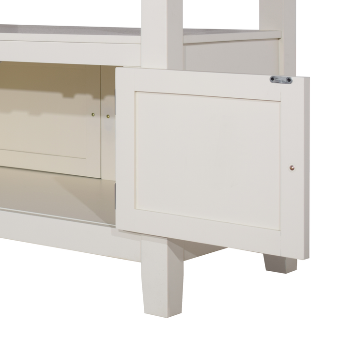Piper Counter-Height Dining Table with 60-72\"W Extension & Built-in Storage - Two-Tone White & Brown