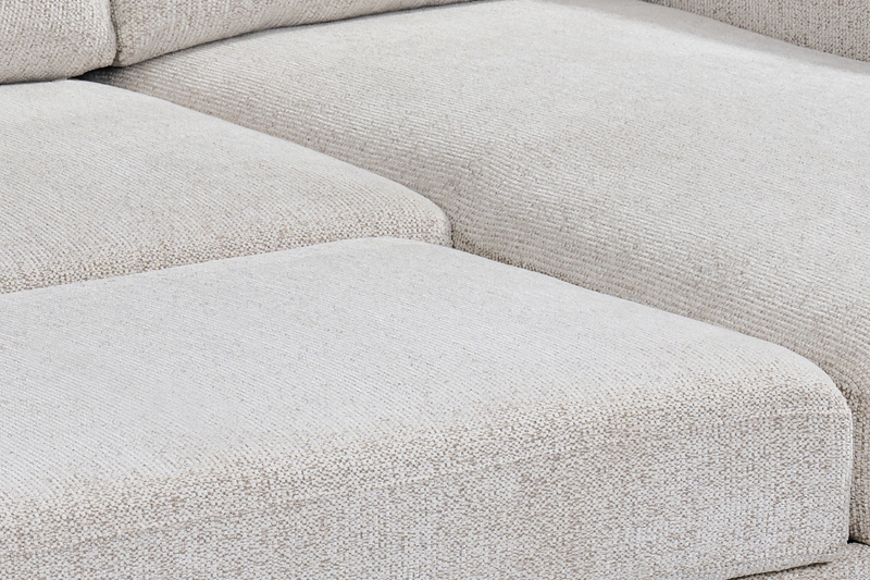 Pocket 2-piece Right-facing Linen-Look Fabric Sleeper Sectional with Storage - Beige
