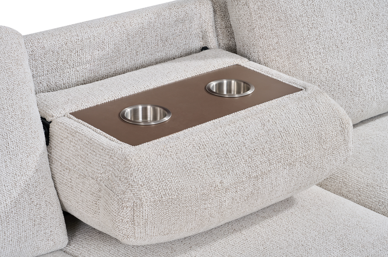 Pocket 2-piece Right-facing Linen-Look Fabric Sleeper Sectional with Storage - Beige