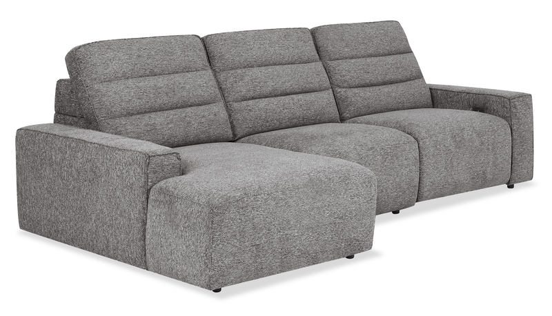 Shaquille O’Neal Home Prestige 3-Piece Left-Facing Sectional with Power Reclining – Grey 