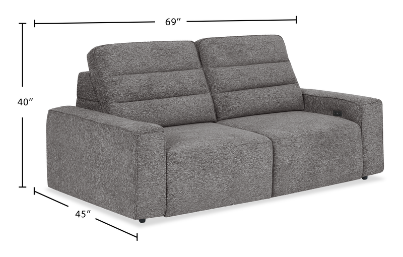 Shaquille O’Neal Home Prestige Sleeper Sectional with Power Sliding– Grey