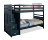 Quinn Bunk Bed with Built-in Staircase Dresser & Guard Rail for Kids, Blue - Twin/Twin | Lits superposés Quinn pour enfants avec commode escalier intégrée et garde-corps, bleus - simple et simple