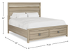Rocco Storage Bed with 2 Built-In Footboard Drawers & LED Lit Headboard, Light Brown - King Size | Lit de rangement Rocco avec 2 tiroirs de pied de lit intégrés et tête de lit illuminée à DEL, brun clair - format très grand lit