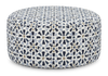 Made in Canada Customizable Sofa Lab Round 38" Fabric Ottoman – Indigo Accent Fabric | Pouf courbé personnalisable de Sofa Lab de 38 po fabriqué au Canada en tissu - tissu décoratif Indigo