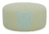Made in Canada Customizable Sofa Lab Round 38" Fabric Ottoman – Peacock Accent Fabric | Pouf courbé personnalisable de Sofa Lab de 38 po fabriqué au Canada en tissu - tissu décoratif Peacock