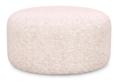 Made in Canada Customizable Sofa Lab Round 38" Fabric Ottoman – Chenille White | Pouf courbé personnalisable de Sofa Lab de 38 po fabriqué au Canada en tissu - Chenille White