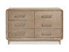 Sasha 6pc Bedroom Set with Fabric Bed, Dresser, Mirror & Nightstand, Natural Oak Brown - Queen Size | Ensemble de chambre à coucher Sasha 6 pièces avec lit en tissu, commode, miroir et table de nuit, brun chêne naturel - format grand lit