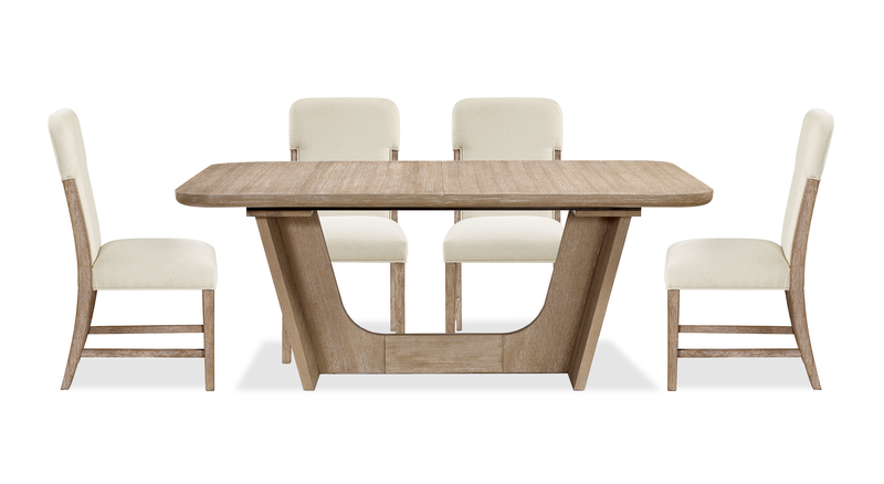 Sasha 5pc Extension Dining Set with Table & 4 Chairs, 82-94\"W - Taupe & Natural Oak Brown