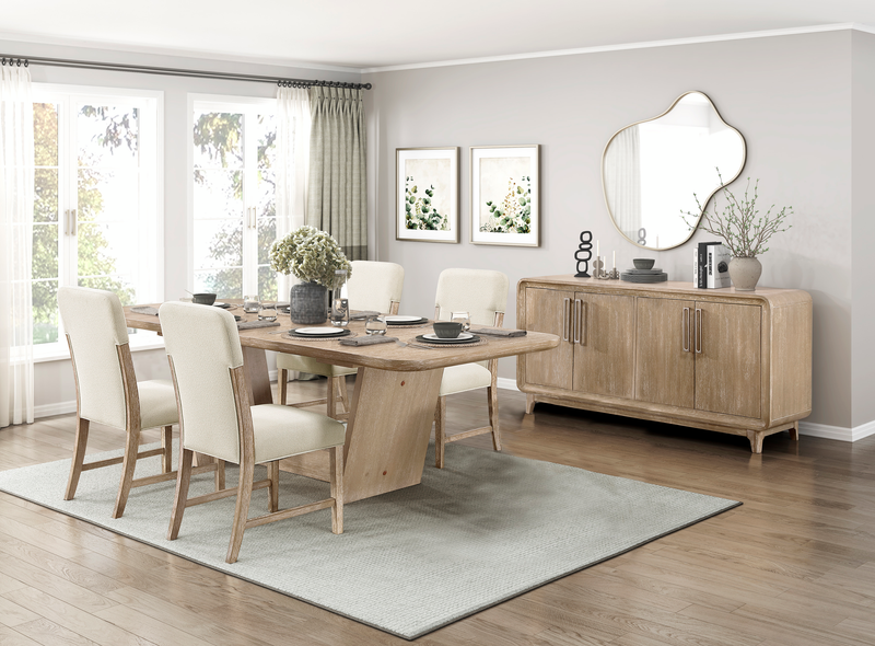 Sasha 5pc Extension Dining Set with Table & 4 Chairs, 82-94\"W - Taupe & Natural Oak Brown