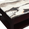 Sicily 48” Traditional Lift-Top Coffee Table with Storage and Casters – Dark Brown Base with Cream Marble Look Top | Table à café traditionnelle Sicily de 48 po avec dessus relevable et tablette et roulettes - Espresso foncé
