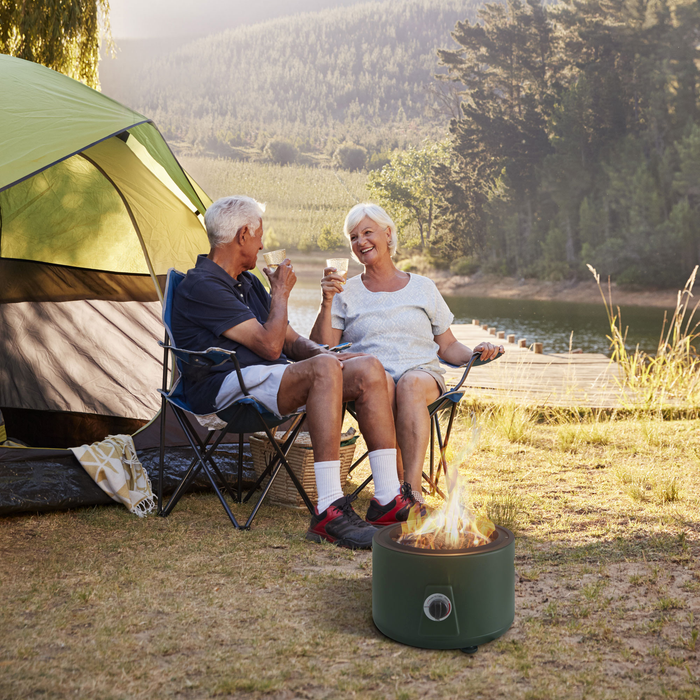 Sol Portable Fire Pit, 15\"W, 60,000 BTU, Propane, Metal - Green 