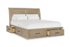 Sonoma Platform Storage Bed with Headboard & Frame, Light Brown - King Size | Lit plateforme de rangement Sonoma avec tête de lit et cadre de lit, brun clair - format très grand lit
