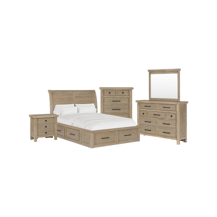 Sonoma Platform Storage Bed with Headboard & Frame, Light Brown - Queen Size