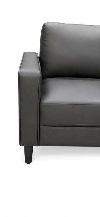 Sydney 54” Sofa Leather-Look Fabric Loveseat with Removable Back Cushions - Black