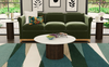 Sylvie 38” Modern Round Coffee Table with Marble Look Top – Dark Brown  | Table à café ronde moderne Sylvie de 38 po avec dessus en imitation de marbre - brun foncé