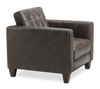 Theo 37" Top-Grain Genuine Leather Chair with Removable Back Cushion and Wood Feet – Grey | Fauteuil Theo de 37 po en cuir véritable de qualité supérieure avec coussin de dossier amovible et pattes en bois - gris