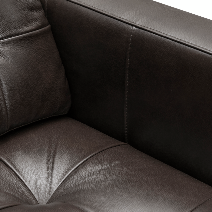 Theo 37\" Top-Grain Genuine Leather Chair with Removable Back Cushion and Wood Feet – Grey