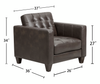 Theo 37" Top-Grain Genuine Leather Chair with Removable Back Cushion and Wood Feet – Grey | Fauteuil Theo de 37 po en cuir véritable de qualité supérieure avec coussin de dossier amovible et pattes en bois - gris