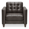 Theo 37\" Top-Grain Genuine Leather Chair with Removable Back Cushion and Wood Feet – Grey