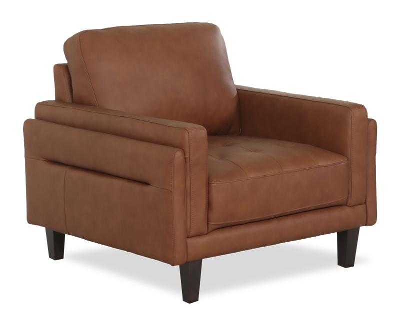 Chateau d’Ax Venice 39\" 100% Genuine Leather Accent Chair – Light Brown 