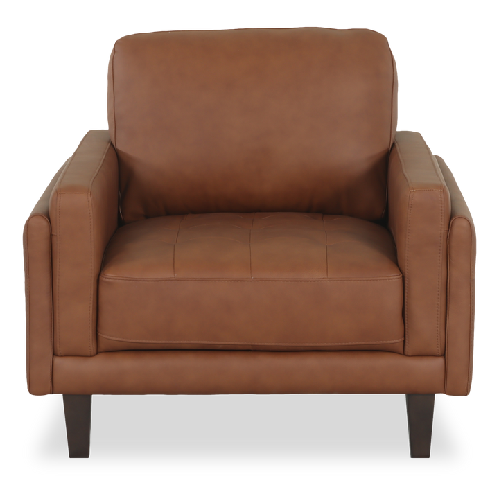 Chateau d’Ax Venice 39\" 100% Genuine Leather Accent Chair – Light Brown 