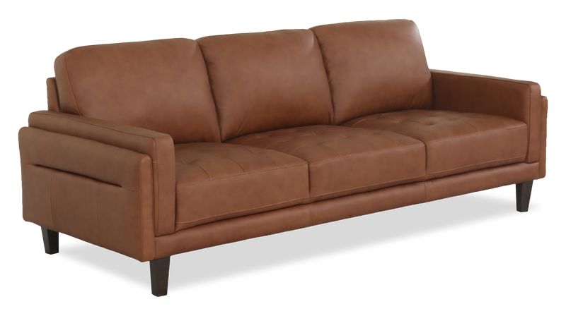 Chateau d’Ax Venice 91\" 100% Genuine Leather Sofa – Light Brown