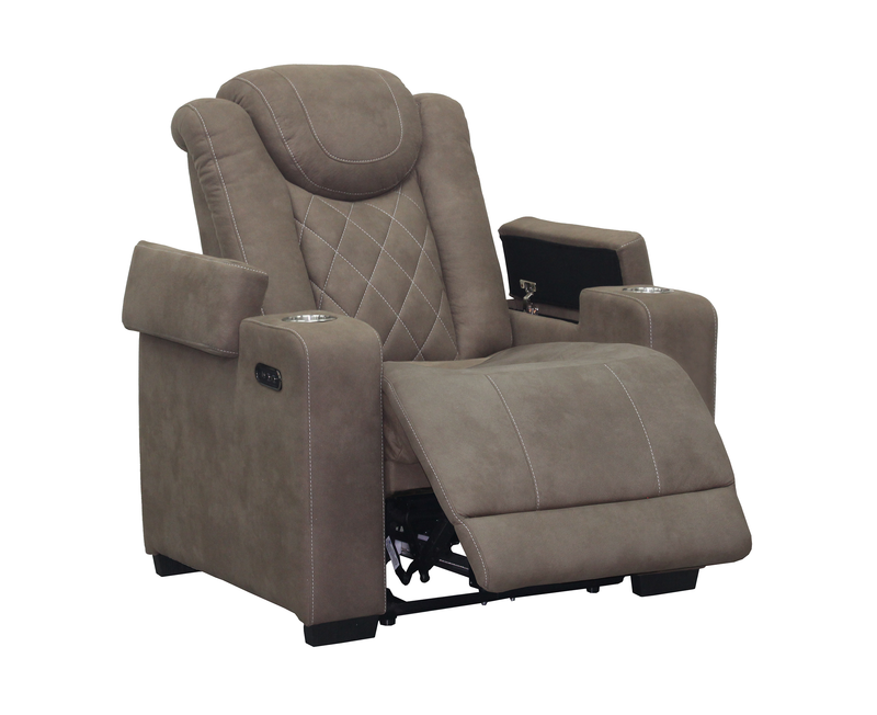 Venture 35.83” Faux Suede Power Reclining Chair with Power Headrests, Cupholders, and USB Port - Chocolate
