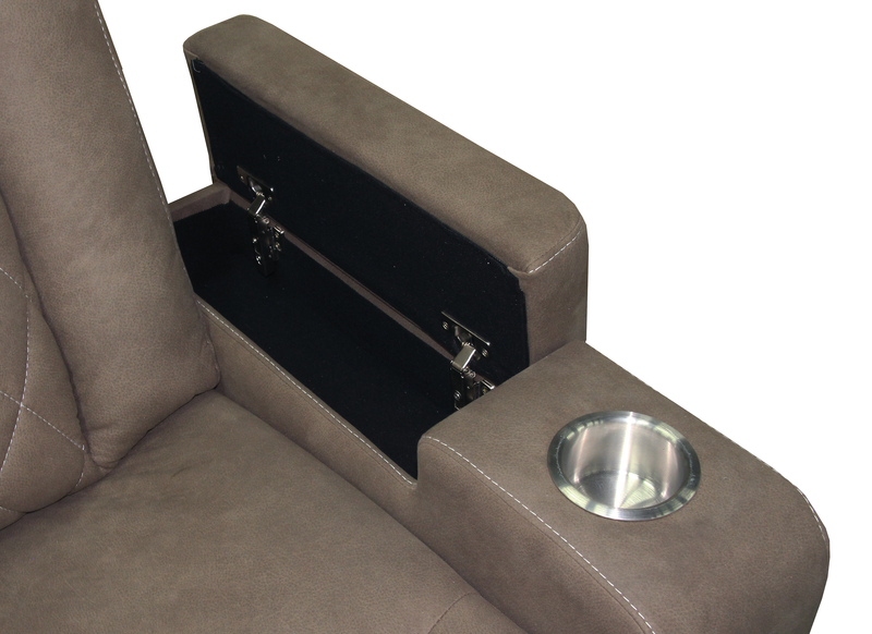Venture 35.83” Faux Suede Power Reclining Chair with Power Headrests, Cupholders, and USB Port - Chocolate