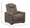 Venture 35.83” Faux Suede Power Reclining Chair with Power Headrests, Cupholders, and USB Port - Chocolate | Fauteuil à inclinaison électrique Venture de 35,83 po en suédine avec appuie-têtes électriques, porte-gobelets et port USB - chocolat