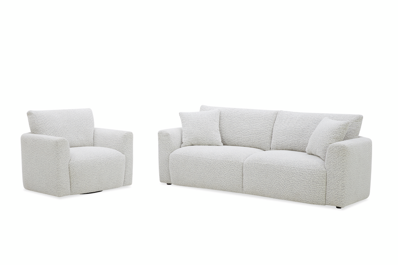 Waverly 90.94” Contemporary Fabric Sofa with Removable Back Cushion - Linen