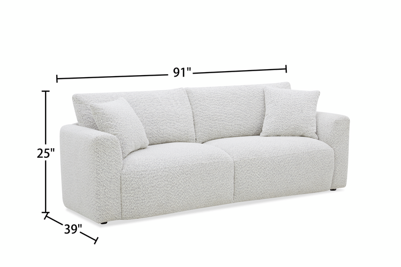 Waverly 90.94” Contemporary Fabric Sofa with Removable Back Cushion - Linen