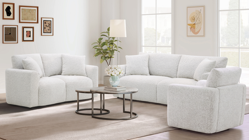 Waverly 90.94” Contemporary Fabric Sofa with Removable Back Cushion - Linen