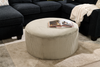 Made in Canada Customizable Sofa Lab Round 38" Fabric Ottoman – Fog Accent Fabric | Pouf courbé personnalisable de Sofa Lab de 38 po fabriqué au Canada en tissu - tissu décoratif Fog