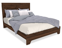 Yorkdale Panel Bed with Headboard & Frame, Made in Canada, Walnut Brown - Queen Size 