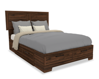Yorkdale 6-Drawer Platform Bed with Headboard & Storage Frame, Made in Canada, Walnut Brown- Full Size 