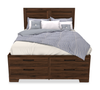 Yorkdale 12-Drawer Platform Bed with Headboard & Storage Frame, Made in Canada, Walnut Brown- Full Size | Lit plateforme Yorkdale fabriqué au Canada avec tête de lit et cadre de rangement à 12 tiroirs, brun noyer- format lit double | YOROFSBD