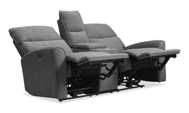 Quest 73\" Chenille Fabric Power Reclining Loveseat - Grey
