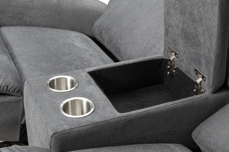 Quest 73\" Chenille Fabric Power Reclining Loveseat - Grey