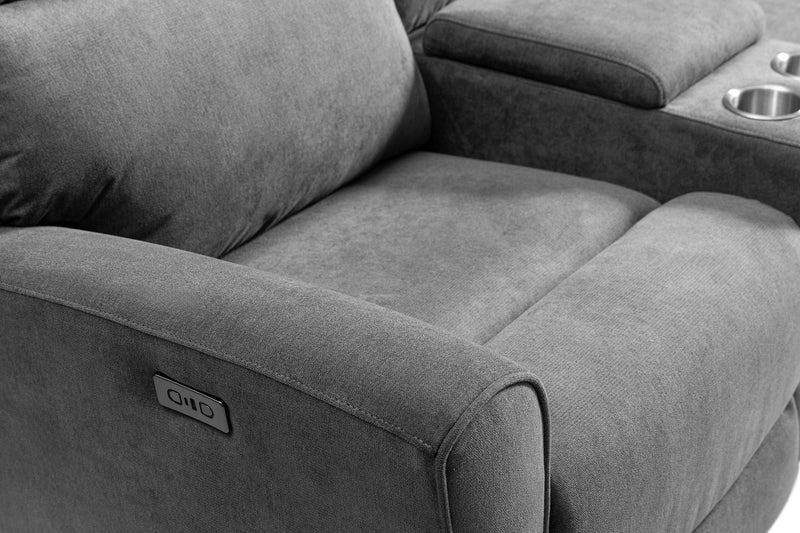Quest 73\" Chenille Fabric Power Reclining Loveseat - Grey