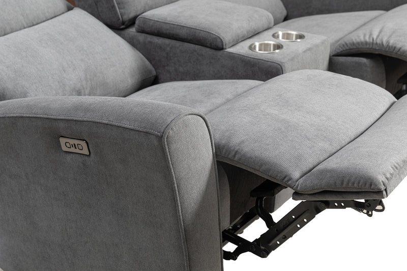 Quest 73\" Chenille Fabric Power Reclining Loveseat - Grey