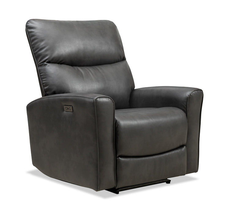 Quest 36.5\" Leather-Look Fabric Power Reclining Chair - Grey