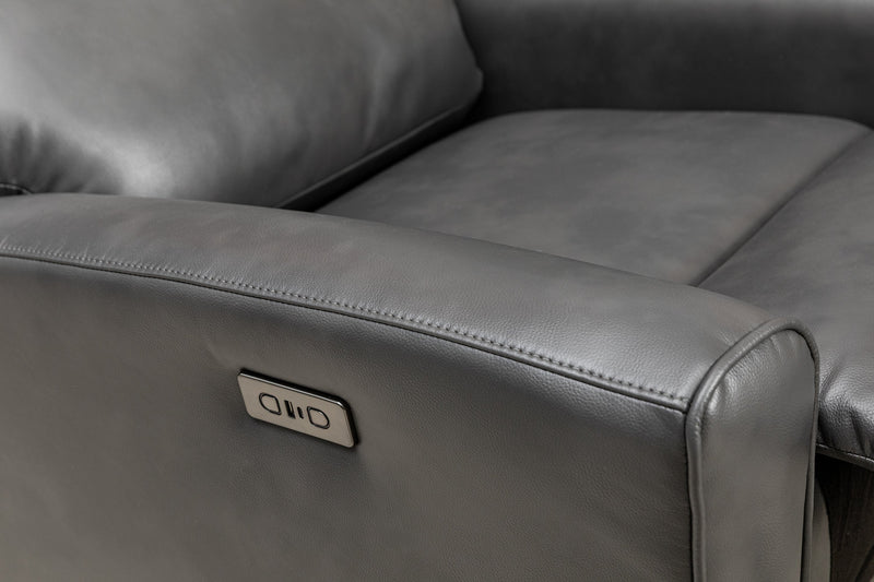 Quest 36.5\" Leather-Look Fabric Power Reclining Chair - Grey