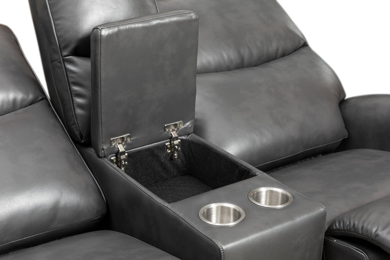 Quest 73\" Leather-Look Fabric Power Reclining Loveseat - Grey