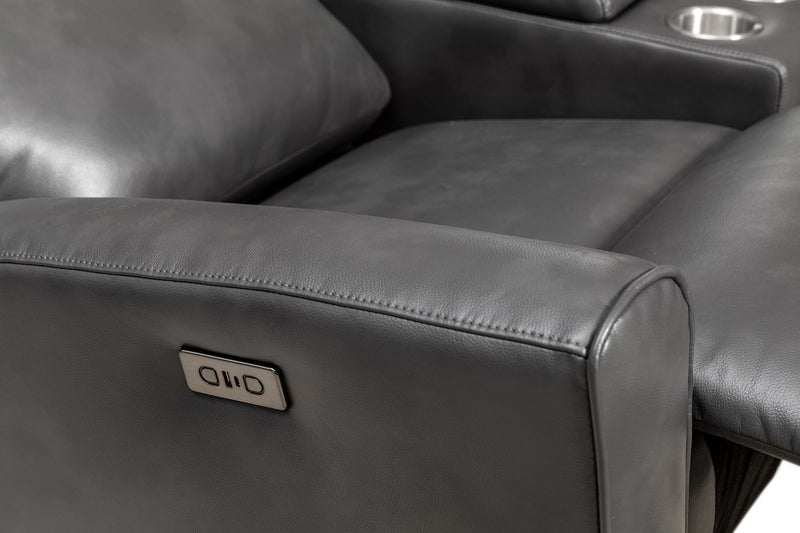 Quest 73\" Leather-Look Fabric Power Reclining Loveseat - Grey