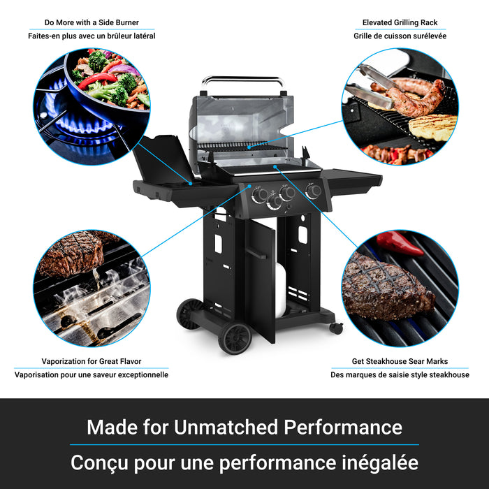 Broil King Royal 340 Shadow 3-Burner 30,000-BTU Propane Gas BBQ - 824164 Grill
