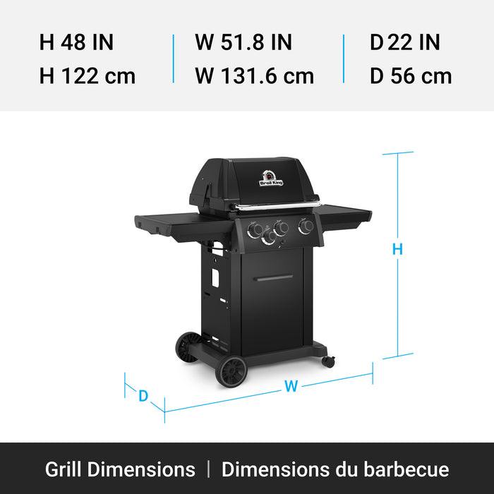 Broil King Royal 340 Shadow 3-Burner 30,000-BTU Propane Gas BBQ - 824164 Grill