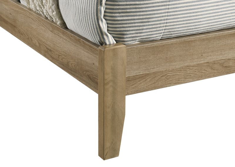 Sable Panel Bed with Headboard & Frame, Light Brown - Queen Size