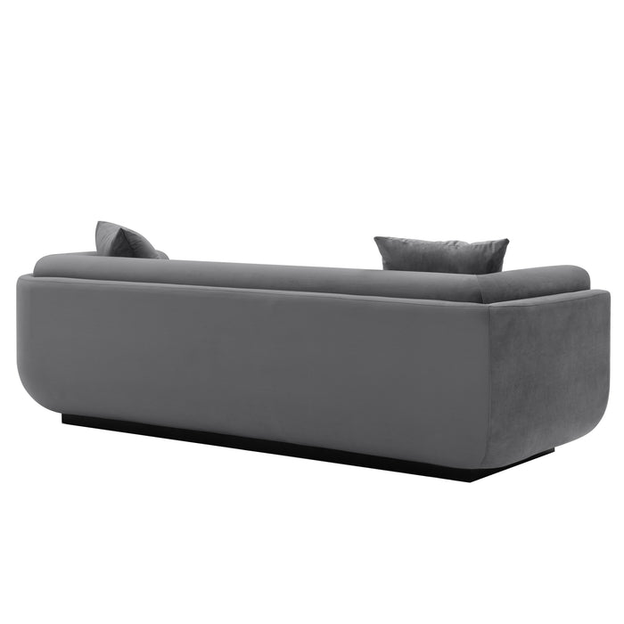 Manhattan Comfort Contemporary Edmonda Velvet Sofa with Pillows - Dark Grey